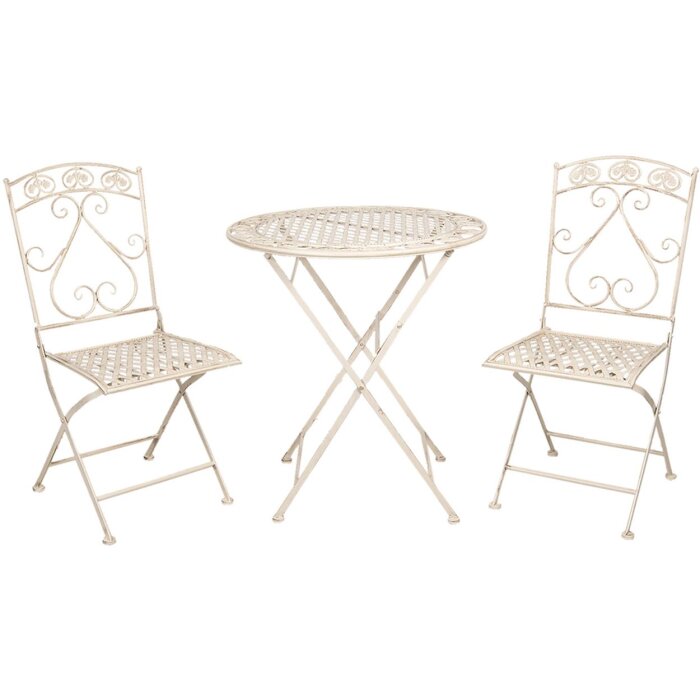 Mesa + 2 sillas Ø 70x76 cm - 39x48x91 cm (2 piezas) Clayre & Eef 5Y0696