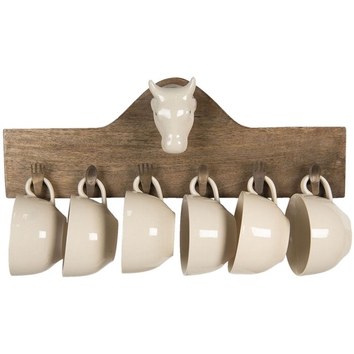 Perchero con tazas 48x9x17 cm Clayre & Eef 64537