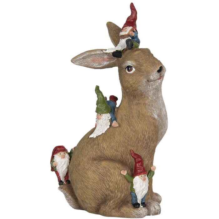 Decoración Conejo con gnomos 18x11x30 cm Clayre & Eef 6PR2965