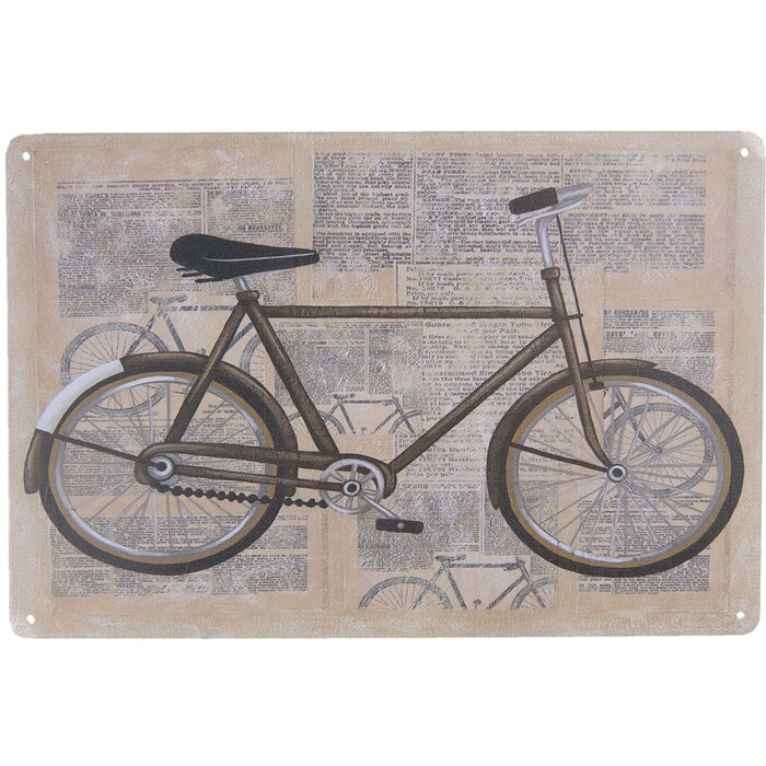 Clayre & Eef 6Y3499 Señal de Texto 30x20 cm Beige Metal Bicicleta Rectangular Decir