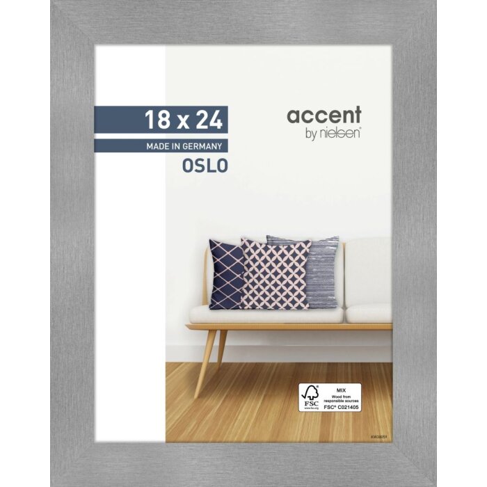 Marco de madera acentuado Nielsen Oslo 18x24 cm plata