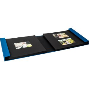 HNFD Álbum de fotos Lona lino azul 1000 fotos 34,5x33 cm 168 páginas negras