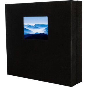 HNFD Álbum de fotos Lona lino negro 1000 fotos 34,5x33 cm 168 páginas negras