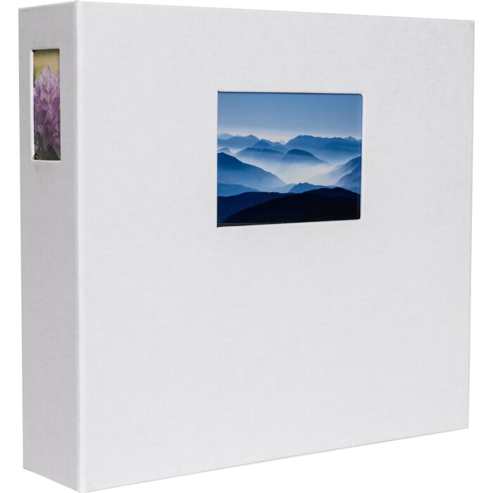 HNFD Álbum de fotos Lona lino blanco 1000 fotos 34,5x33 cm 168 páginas negras