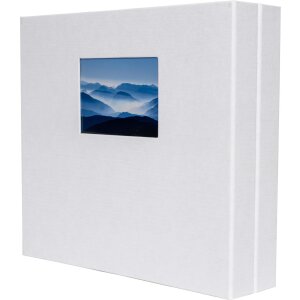 HNFD Álbum de fotos Lona lino blanco 1000 fotos 34,5x33 cm 168 páginas negras