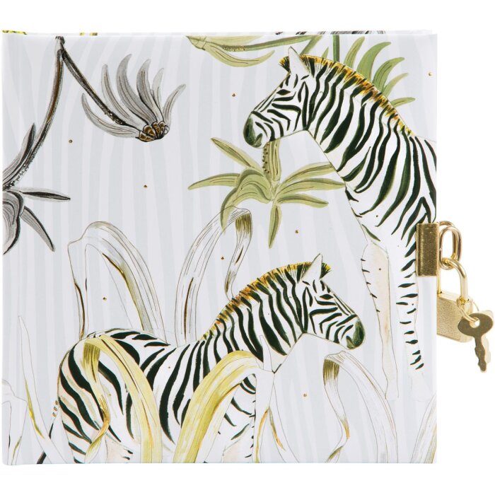 Goldbuch Diario Wild Life Cebra con cerradura 16,5x16,5 cm 96 páginas blancas