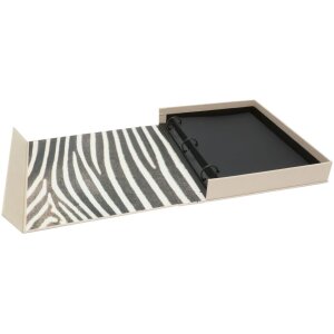 Caja de fotos de lino con álbum en espiral 26x32 cm