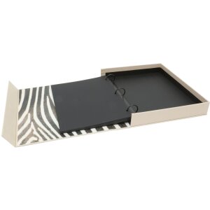 Caja de fotos de lino con álbum en espiral 26x32 cm
