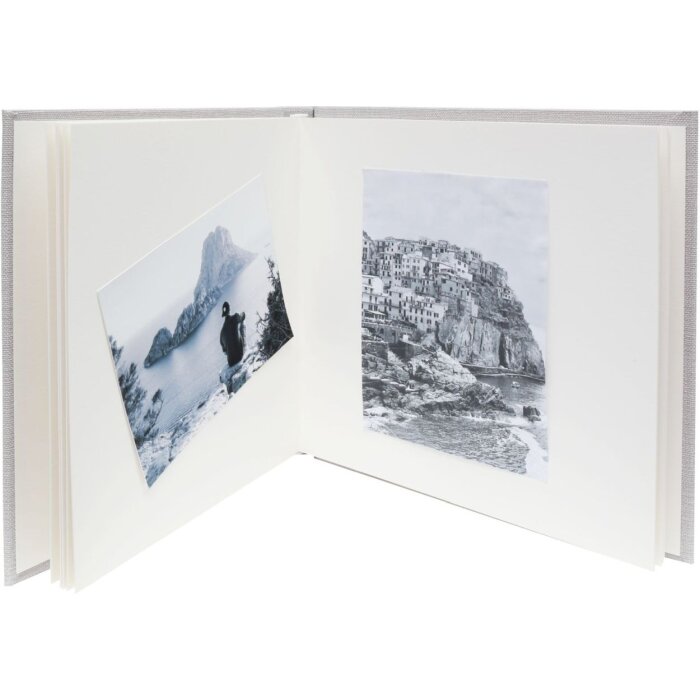 Deknudt Álbum de fotos de lino A66DF7 gris 20x20 cm 20 páginas blancas