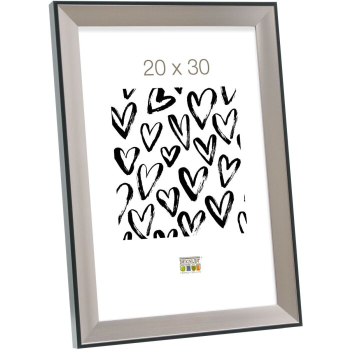 Marco de fotos de plástico Deknudt S45FD2 plateado 18x24 cm con vidrio antireflejos