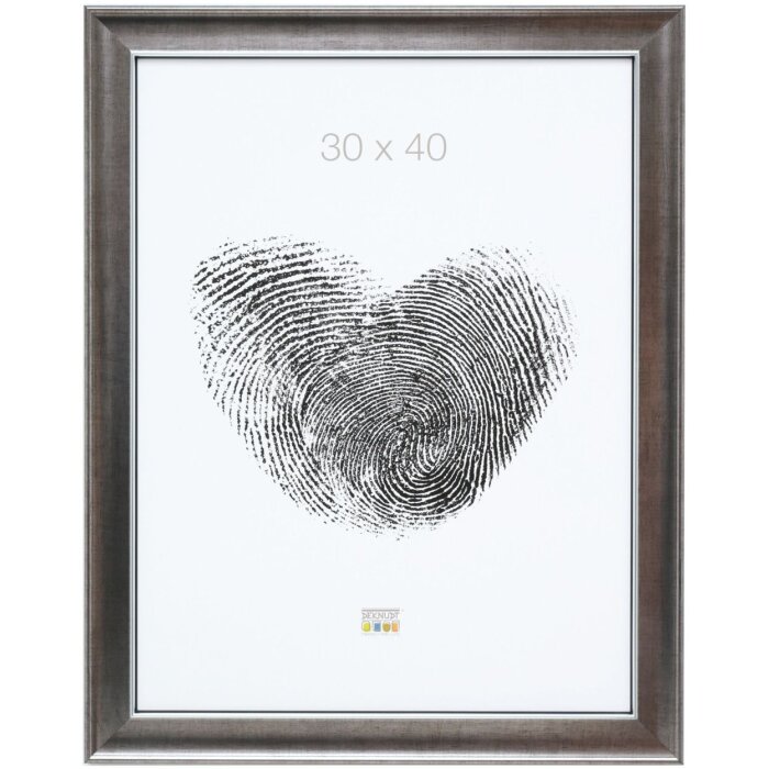 Marco de madera S46E borde plateado 20x20 cm cristal gris antirreflejos