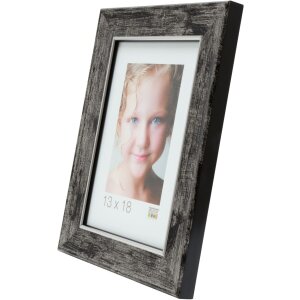 Marco de madera S46E borde plateado 20x25 cm cristal negro antirreflejos