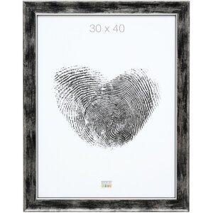 Marco de madera S46E borde plateado 20x25 cm cristal negro antirreflejos