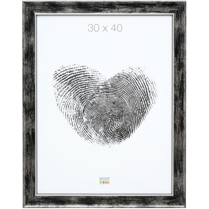 Marco de madera S46E borde plateado 24x30 cm cristal negro antirreflejos