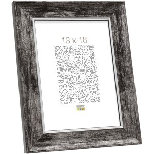 Marco de madera S46E borde plateado 24x30 cm cristal negro antirreflejos