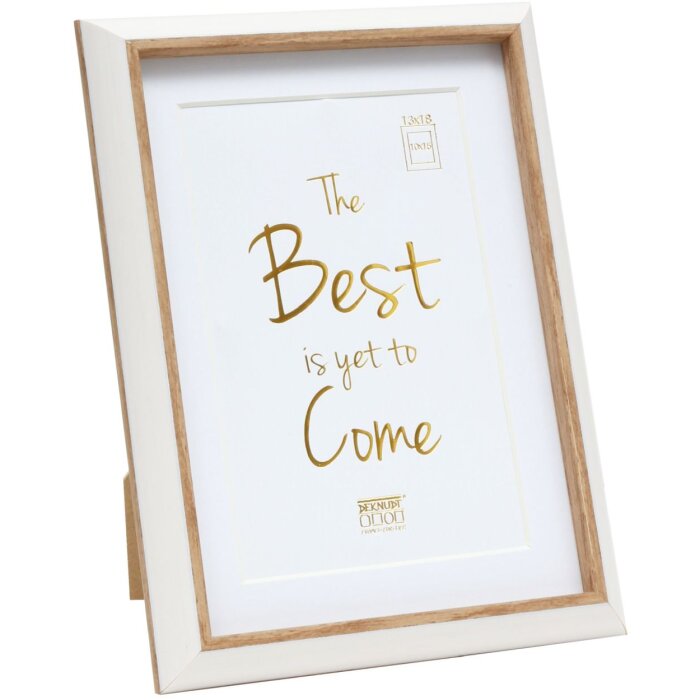 Marco de plástico S46WG borde blanco natural 18x24 cm