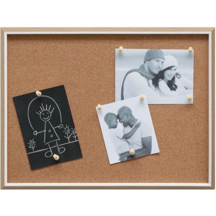 Tablero de notas de corcho borde blanco 30x40 cm