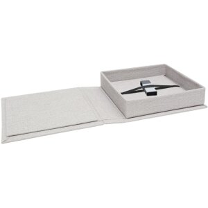 Caja USB de lino gris 13x13 cm