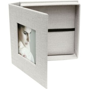 Caja USB de lino gris 13x13 cm