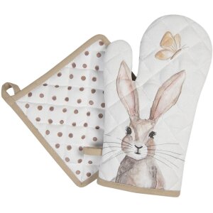 Clayre & Eef Agarrador 20x20 cm beige REB45