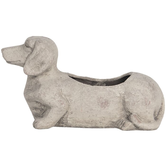 Clayre & Eef 6TE0305 Maceta Interior 24x9x13 cm Perro Gris