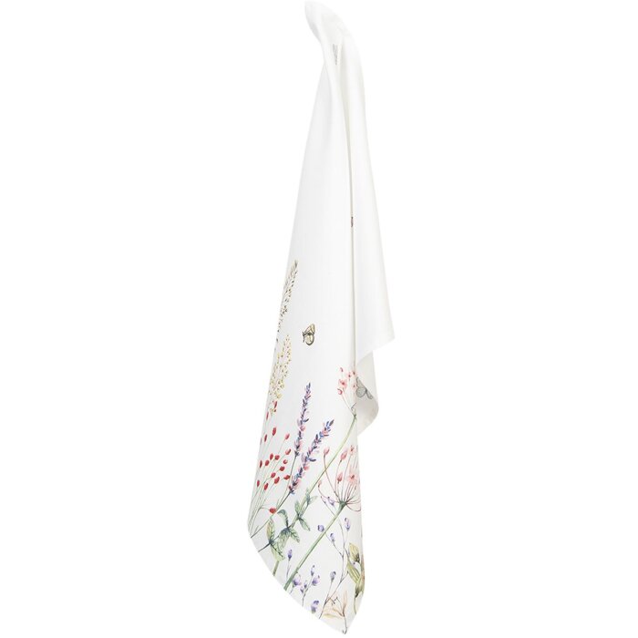 Clayre & Eef SFL42 Tea Towel 50x70 cm Blanco Verde Algodón Flores Rectangular