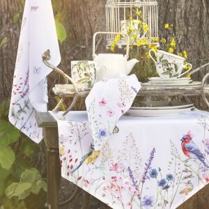 Clayre & Eef SFL42 Tea Towel 50x70 cm Blanco Verde Algodón Flores Rectangular