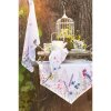 Clayre & Eef SFL42 Tea Towel 50x70 cm Blanco Verde Algodón Flores Rectangular