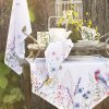 Clayre & Eef SFL42 Tea Towel 50x70 cm Blanco Verde Algodón Flores Rectangular