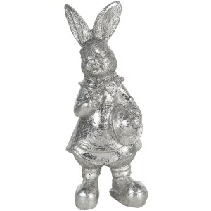 Decoración conejo 6x6x13 cm plata 6PR3097ZI