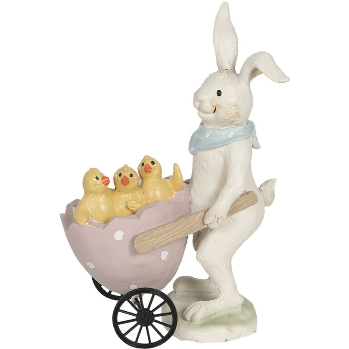 Decoración conejo con carrito 11x6x15 cm multicolor 6PR3193