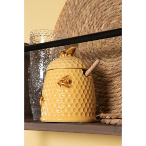 Tarro de miel con cuchara Ø 11x14 cm amarillo 6CE1147