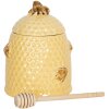 Tarro de miel con cuchara Ø 11x14 cm amarillo 6CE1147