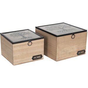 Caja de madera 18x18x12 - 15x15x11 cm (2 piezas)...