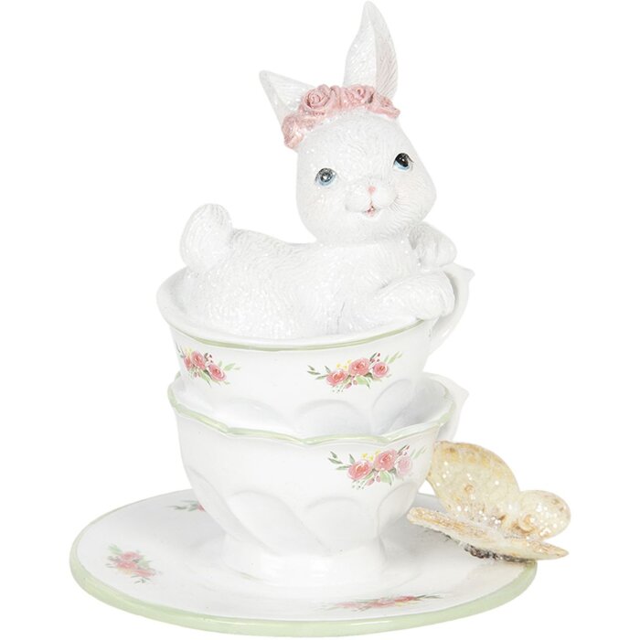 Decoración Conejo en Taza 12x12x15 cm multicolor 6PR3139