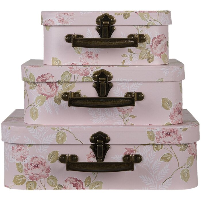 Maleta de decoración (juego de 3) 30x21x9-25x18x9-20x16x8 cm rosa 64751
