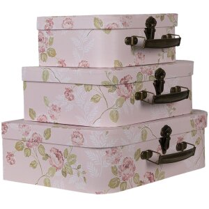 Maleta de decoración (juego de 3) 30x21x9-25x18x9-20x16x8 cm rosa 64751