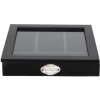 Clayre & Eef 6H1583Z Cajón 30x30x8 cm Madera Negra Cristal Cuadrado