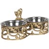 Clayre & Eef 6Y3486GO Comedero Gato Perro 2x750 ml Metal Dorado