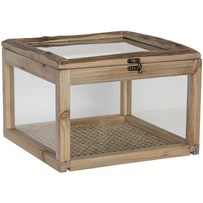 Caja de madera con cristal 30x30x21 cm marrón 6H1919