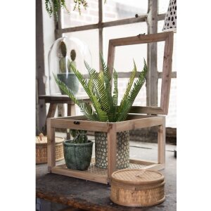 Caja de madera con cristal 30x30x21 cm marrón 6H1919