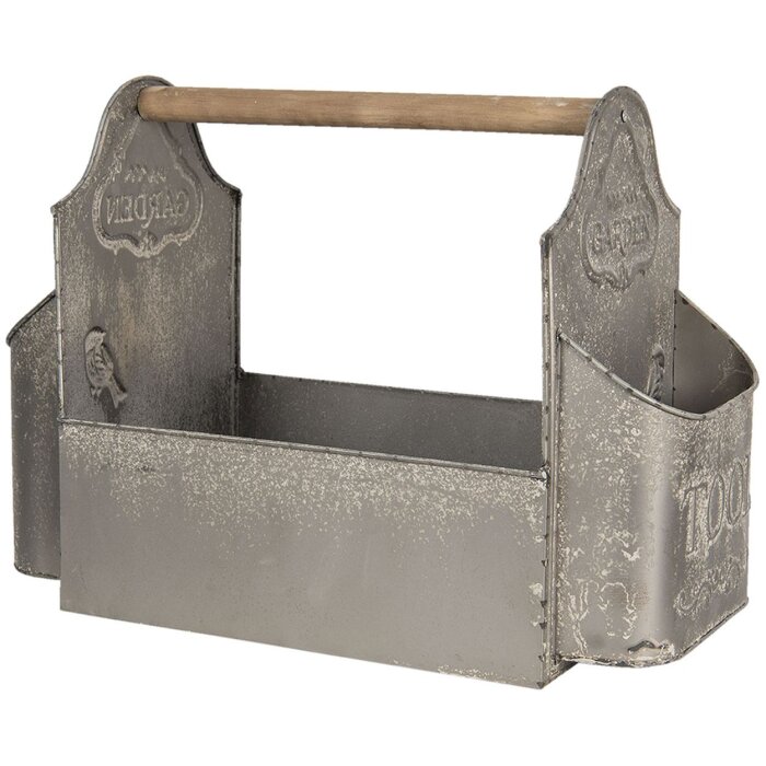 Decoración Caja de herramientas de jardín 50x26x23 cm gris 6Y3924