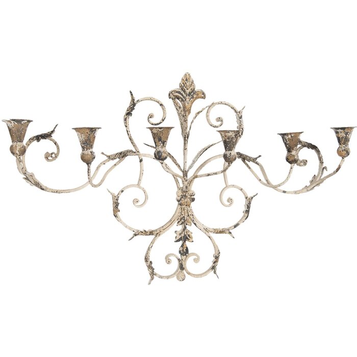 Decoración de pared Portavelas 82x15x48 cm beige 50416