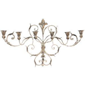 Decoración de pared Portavelas 82x15x48 cm beige...