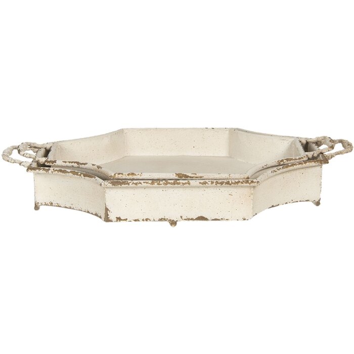 Bandeja (juego de 2) 61x38x10 - 55x32x8 cm blanca 5Y0725
