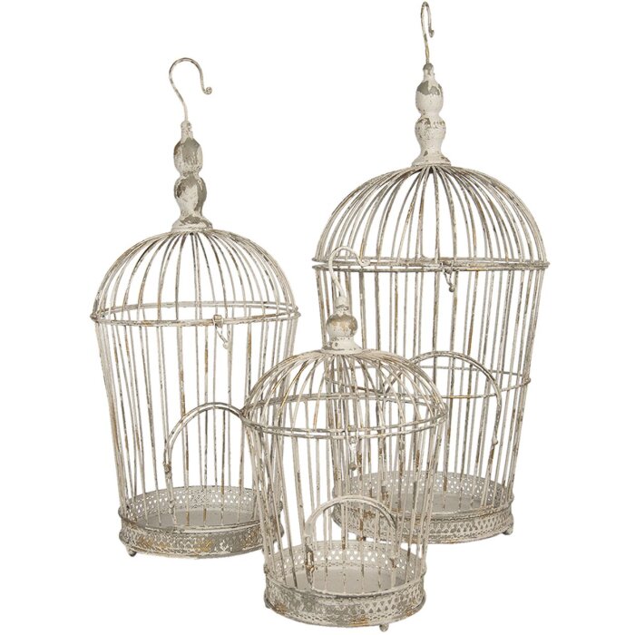 Decoración jaula (lote de 3 piezas) Ø 36x81 - Ø 31x72 - Ø 26x44 cm blanco 5Y0722