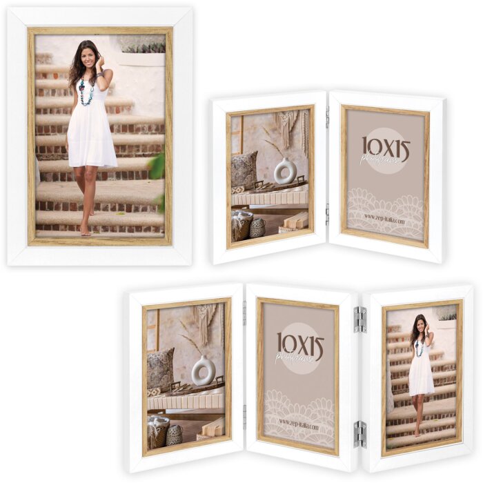 ZEP Marco de fotos de madera Ayas blanco 10x15 cm a 30x45 cm