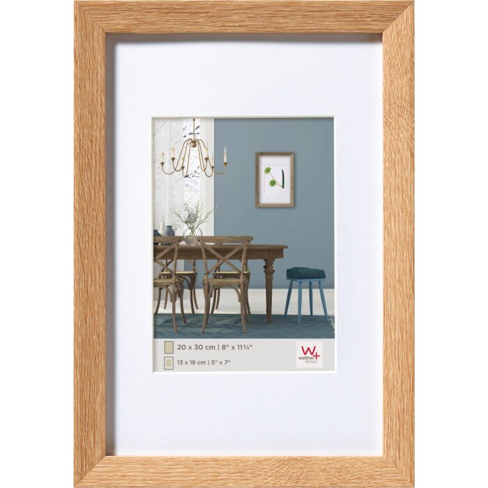 Marco de madera Walther Fiorito roble claro 30x45 cm con passepartout 20x30 cm