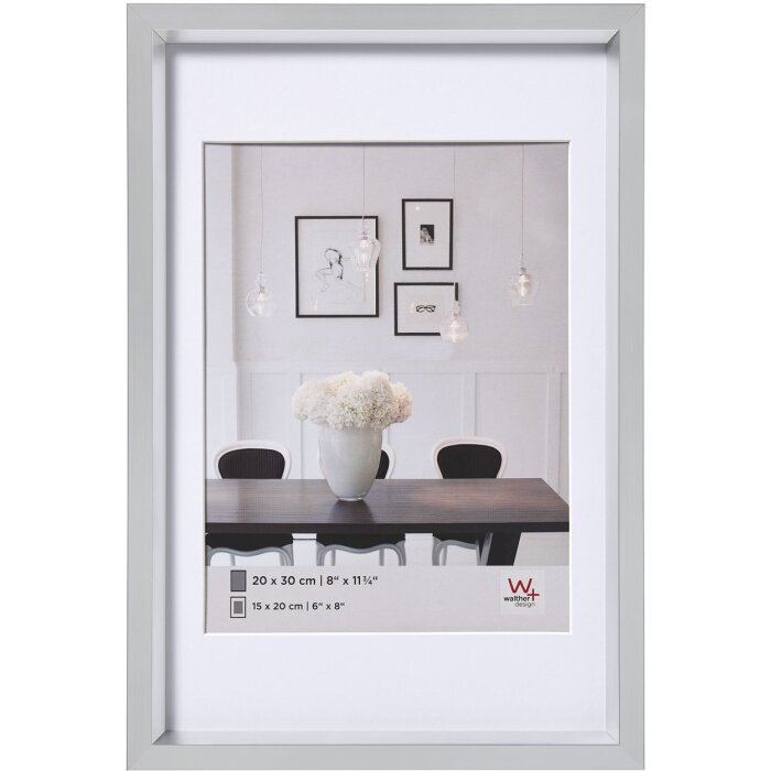Marco de plástico Walther Steel Style 60x80 cm plateado con paspartú 50x70 cm