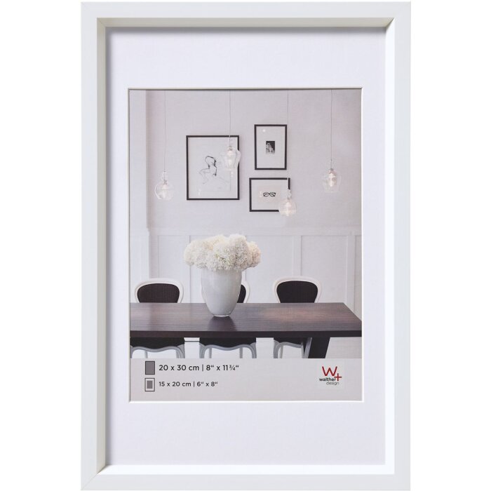 Marco de plástico Walther Steel Style 60x80 cm blanco con passepartout 50x70 cm